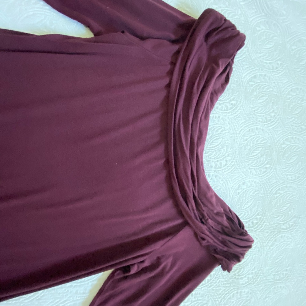 NEW Max Studio Womens Merlot Long Sleeve Top Size S NWOT